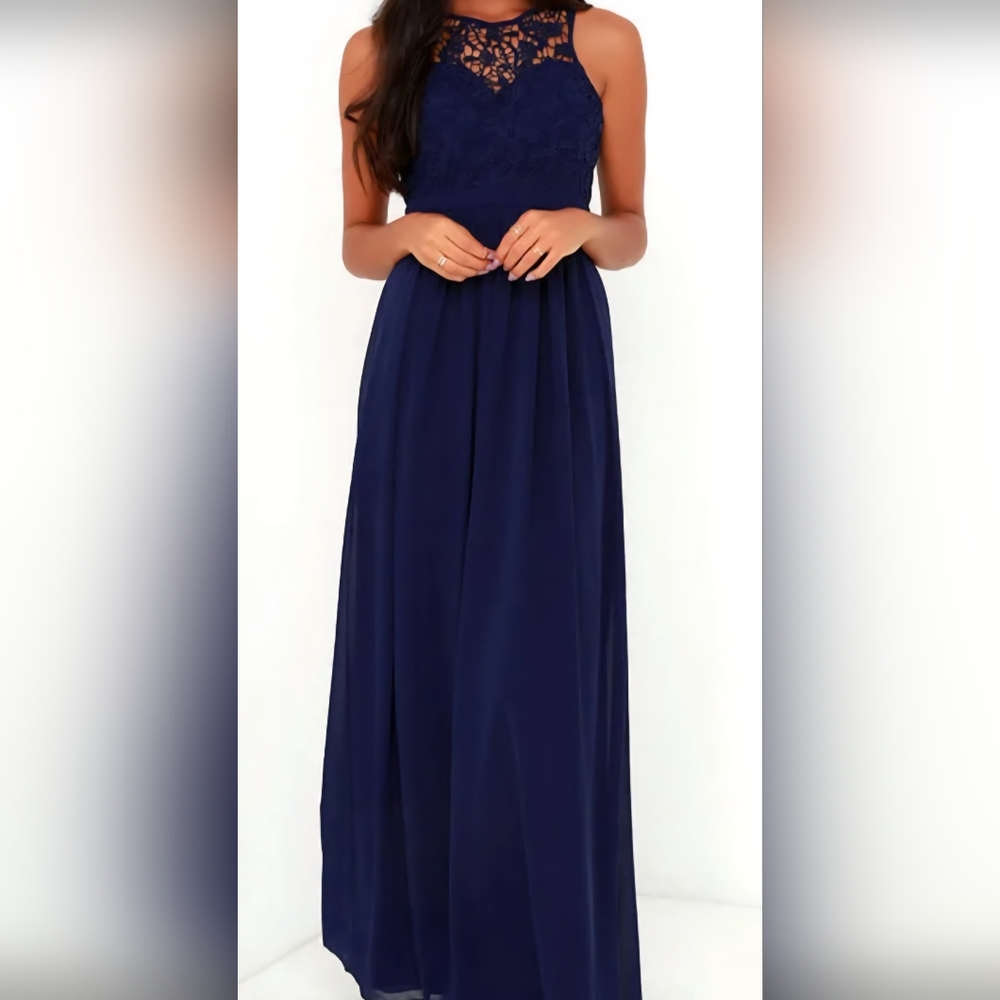 Lulu's Navy Lace Maxi Dress